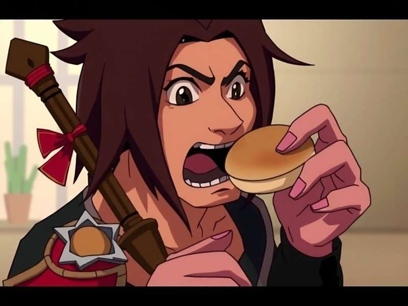 Squall Slayer in Tamil language showing a character eating vada pav